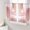 pink, variant on Sheer Curtains 63 Inch Length 2 Panels Set for Bedroom, Pink Abstract Art Semi Sheer Curtains for Windows, Contemporary Luxury Color Block Voile Window Treatments Rod Pocket Curtain