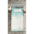 thumbnail image 3 of Ambesonne Abstract Quilted Bedspread Set 2 Pcs, Floral Classic Design, Twin Size, Teal Turquoise White, 3 of 3