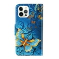 thumbnail image 2 of SaniMore for iPhone 14 Pro 6.1" 2022 Wallet Case, Color Painting Pattern with Kickstand Card Slots Detachable Wrist Strap Grils Women PU Leather Case Magnetic Clasp For iPhone 14 Pro, Gold Butterfly, 2 of 8