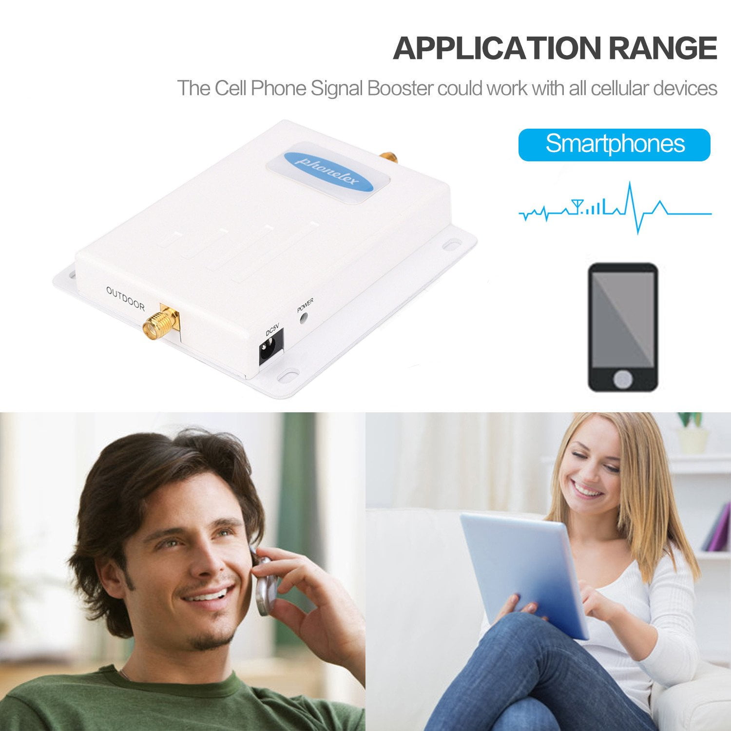 Vikye Mobile Phone Signal Amplifier US Plug Aluminum Mobile Signal Amplifier with Wide Coverage