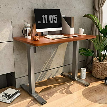 Flexispot En1 Electric Standing Desk Height Adjustable Small With Memory Controller 42 X 24 Inches Whole Piece Home Office Table Primo Gray Frame Mahogany Top Canada Flexispot En1 Electric Standing Desk, Home Office Furniture Standing Desk India