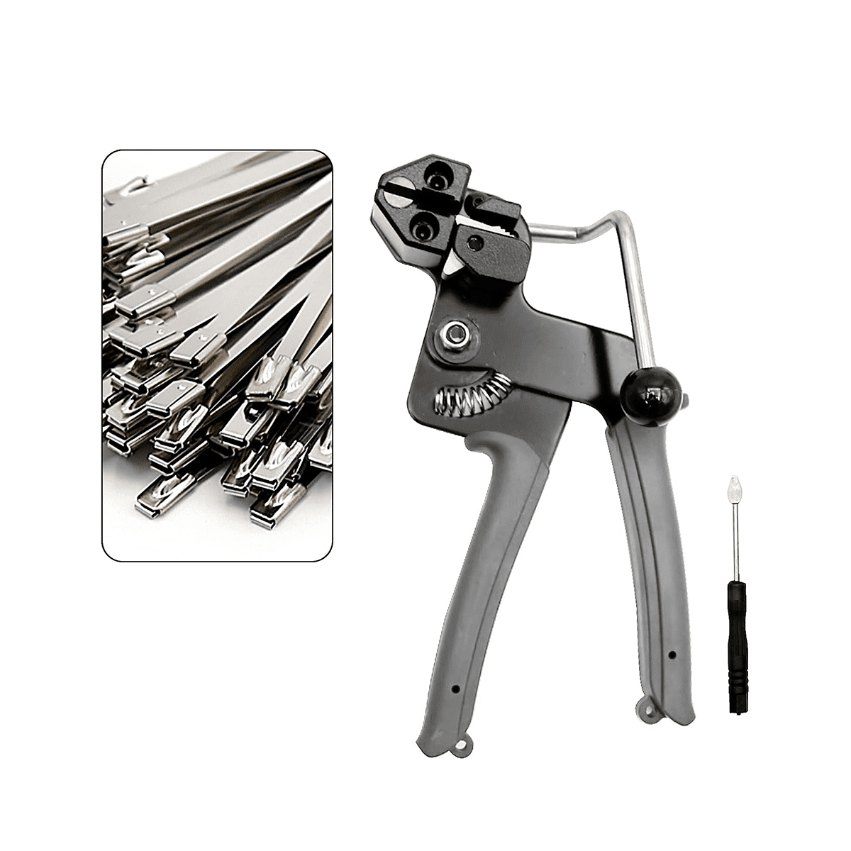 Metal Zip Ties Cutter Stainless Steel Cable Tie Cutting Tool with 100PCS Cable Tie for Self-Locking Zip Ties Black