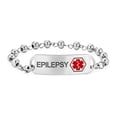thumbnail image 1 of Epilepsy Medical Identification Medical ID Ball Bead Link Chain Bracelet Stainless Steel 7 Inch Custom Engraved, 1 of 4