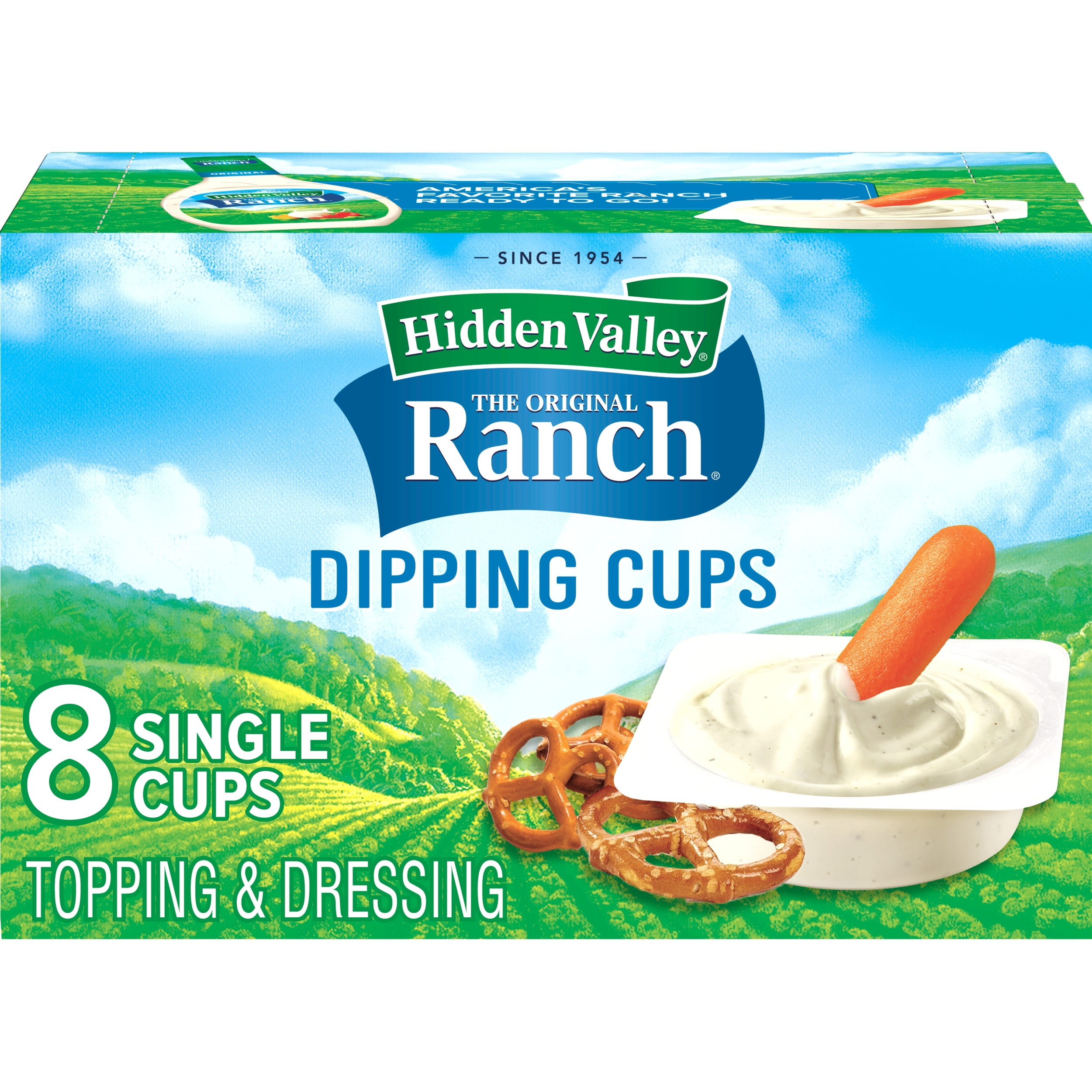 Hidden Valley Gluten Free Original Ranch Salad Dressing To Go Cups, 1.5 fl oz, 8 Pack