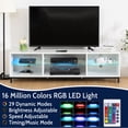 thumbnail image 4 of Hommpa LED TV Stand for TVs up to 65" Modern TV Cabinet with Storage Glass Open Shelf Media Console TV Unit for Living Room Entertainment Center Furniture, 4 of 9
