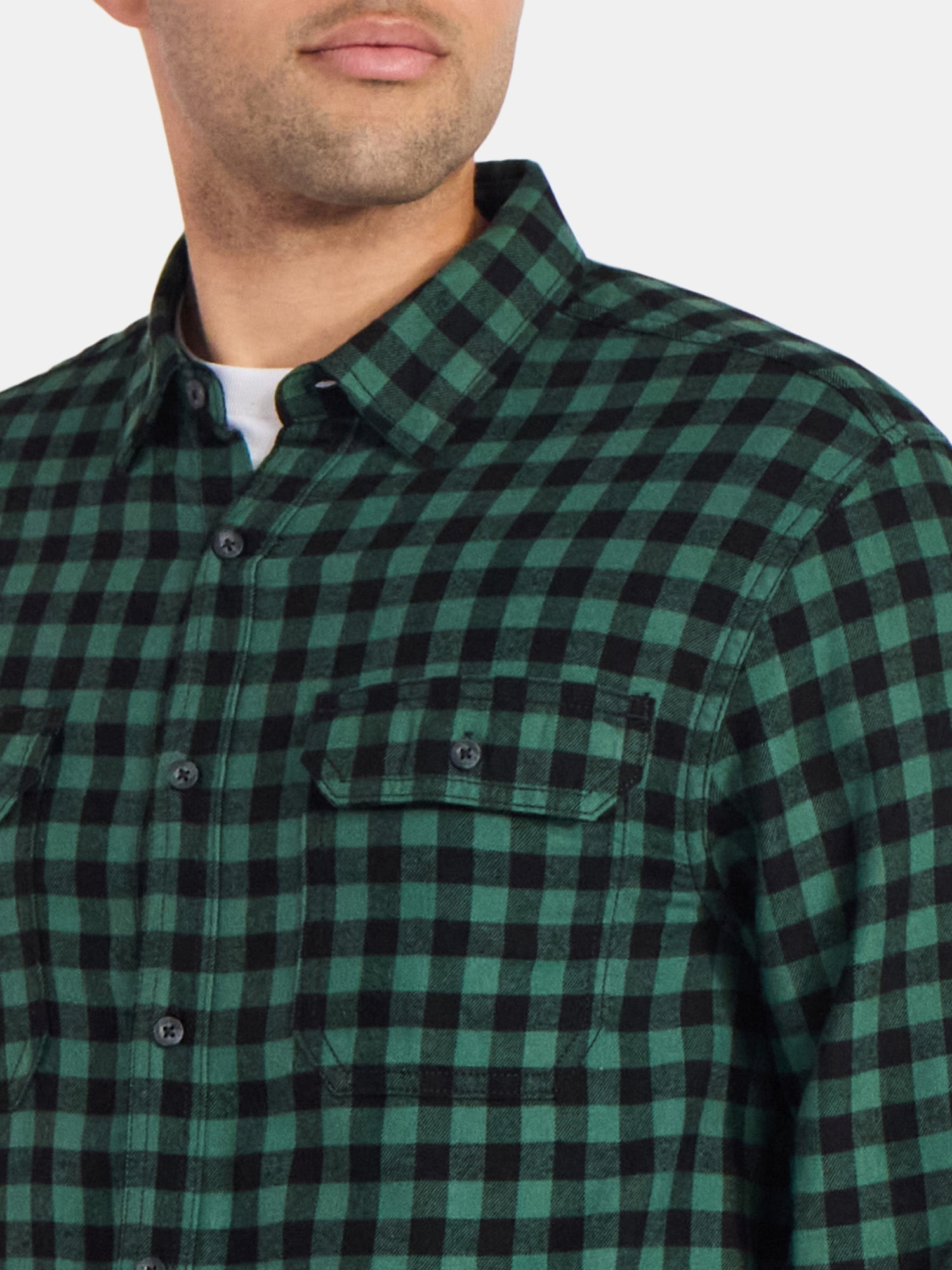 George Men's & Big Men's Relaxed Fit Double Pocket Flannel Shirt, Sizes XS-3XLT