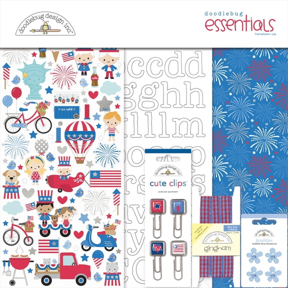 Doodlebug Essentials Page Kit 12"X12"-Hometown USA