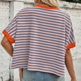 thumbnail image 6 of Ediodpoh Women's Casual Striped Batwing Sleeve T Shirt Soft Round Neck Summer Top for Home Outdoor Wear with Jeans Tshirts Shirts for Women Orange XL, 6 of 9