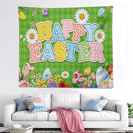 Image of Easter Bunny Print Tapestry Fashion Photography Backdrops for Kids Girls Boys 78.74x59.05inch/200x150cm