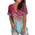 thumbnail image 1 of B91xZ T-Shirt Court à Manches Courtes Coupe Classique Col Rond pour Femmes, Rose Vif S, 1 of 3