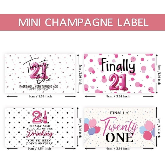 40Pcs 21st Birthday Wine Labels for Bottles Mini Champagne Labels Colorful Balloon Wine Bottle Label Stickers Champagne Bottle Cover Sticker for Birthday Party Favor