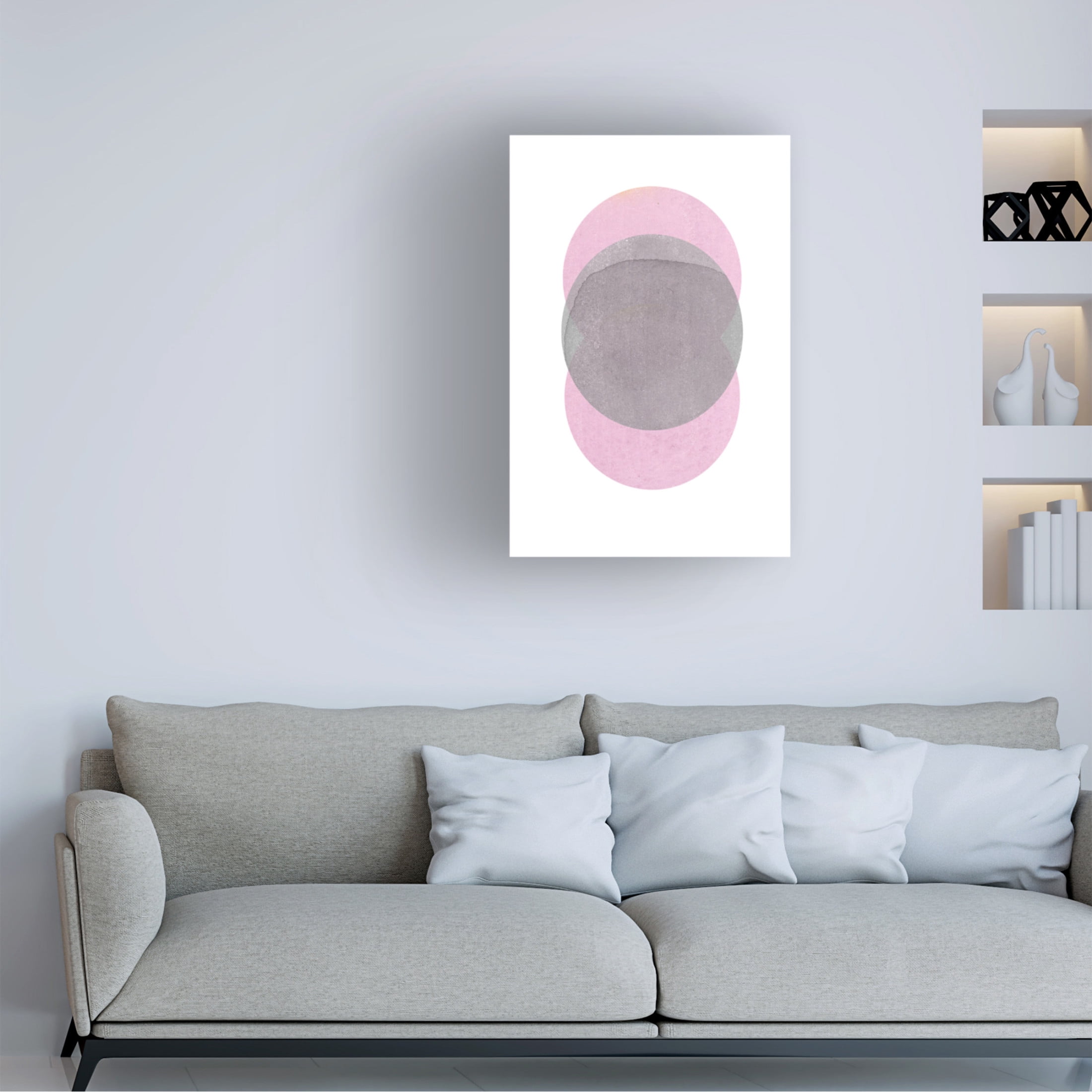 Trademark Fine Art Louise van Terheijden Gray Pink Circles Canvas Wall Art
