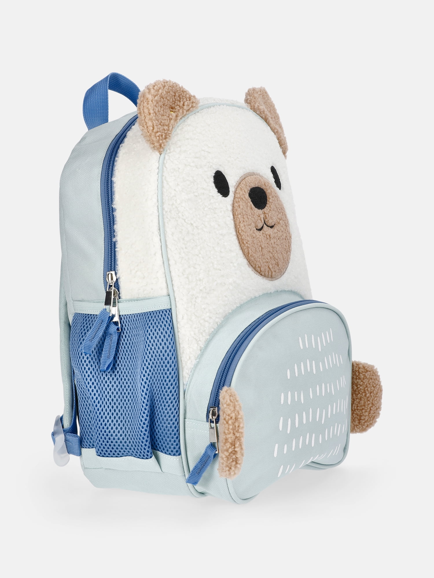 Wonder Nation Toddlers' 13.5" Cozy Teddy Bear Backpack, Minted Green