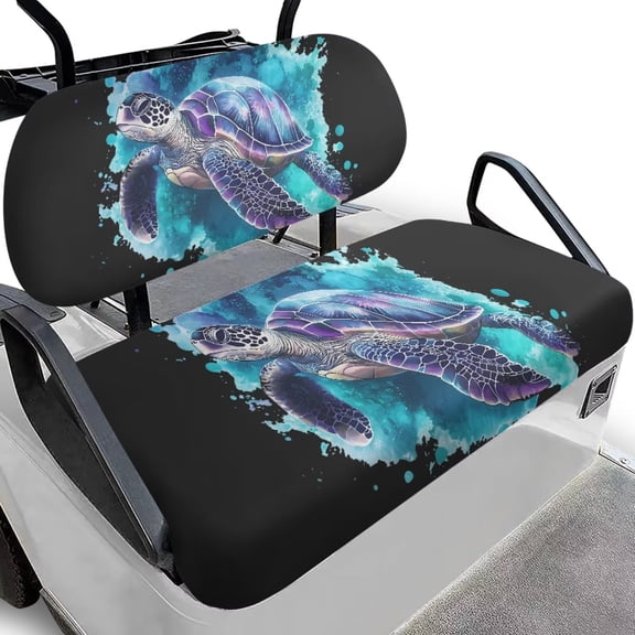 Uorisanigo Sea Turtle Golf Cart Seat Cushion Cover Elastic Cart Seat Cover 2 Passenger Replacement Seats Protector Cool in Summer and Warm in Winter