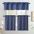 thumbnail image 6 of OVZME Bethany 2 Panels Small Cafe Curtains 30 Inch Length, Faux Linen Textured Half Window Curtains for Kitchen Bathroom Farmhouse Country, Light Filtering Blue Short Curtains, Each 30"Wx30"L BLUE, 6 of 7