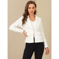 thumbnail image 4 of INSPIRE CHIC Chaqueta de mezclilla lavada de manga larga con botones y solapa con muesca para mujer Azul clásico L, 4 of 4