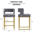 thumbnail image 4 of Lecut 26" H Counter Height Bar Stools Set of 4, Modern Velvet Bar Stools with Square Open Backrest and Gold Metal Frame, Kitchen Counter Stools for Island, Home Bar, Pub,Grey+Gold, 4 of 9