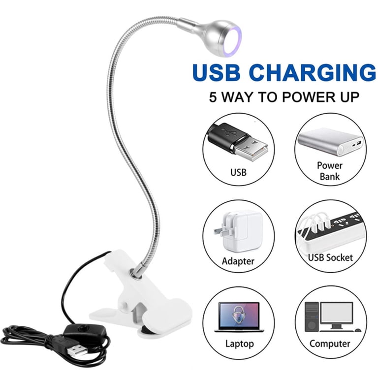 Luqeeg UV Glue Curing Lamp – 3W USB LED Purple Light, 395nm, With Clamp Holder & Switch – For Phone Repair, Fluorescent Detection & Banknote Check