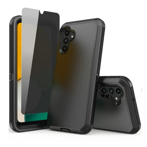 TASHHAR Samsung Galaxy A04S Case/A13 5G Case with Privacy Screen Protector Military Grade Heavy Duty Protection 3 in 1 Shockproof Armor Rugged Durable for Galaxy A04S/A13 5G Phone - Black
