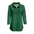 thumbnail image 4 of Women's V Neck Polo Shirt 3/4 Sleeve Quarter Zip Collared Tops Color Block Casual Dressy Fall Ladies Blouses, 4 of 9