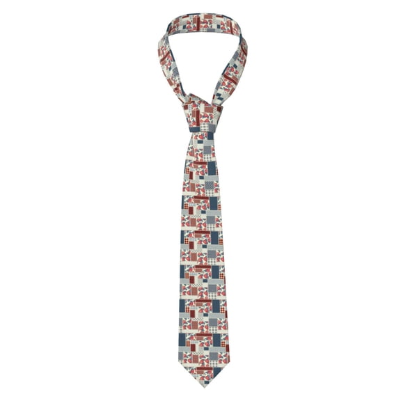 Naloa Patchwork In Country Style Print Solid Color Tie Formal Necktie for Men,Suitable for business, daily life, work