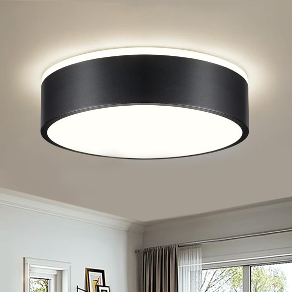 Dimmable Modern Flush Mount Ceiling Lights, Black 5CCT LED Ceiling Light Fixture, Minimalist Round Kitchen Lighting Fixtures for Bedroom, Laundry Room, Hallway, Entryway, 11.8