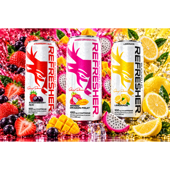 Bucked Up Refreshers Energy Drink Variety Pack Strawberry Acai Mango Dragon Fruit Lemonade 12 Count 12 fl oz