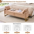 thumbnail image 2 of Aemeios 66"W Storage Bench for Bedroom End of Bed Teddy Ottoman Bench with Gold Legs and Two Pillows, Camel, 2 of 10
