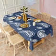 thumbnail image 4 of Blue Pioneer Flower and Paisley Pattern Rectangle Tablecloth 60"x102",Waterproof Polyester Rectangle Table Cloth, Wipeable Spillproof Polyester Tablecloth for Dining, Camping, Indoor and Outdoor, 4 of 6