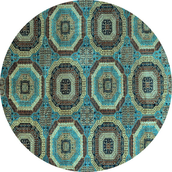 Ahgly Company Indoor Round Abstract Light Blue Modern Area Rugs, 5' Round