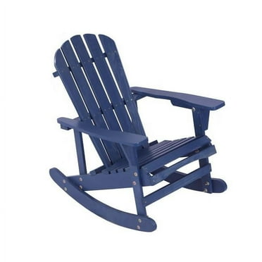 Outdoor Adirondack Rocking Chair Solid Wood Chairs for Patio, Backyard, Garden - Navy Blue