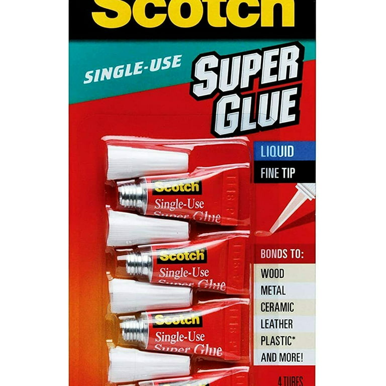 SCOTCH, Super Glue Liquid Adhesive 0.07 OZ Fine Tip Single Use AD114,2 OF  4PACK