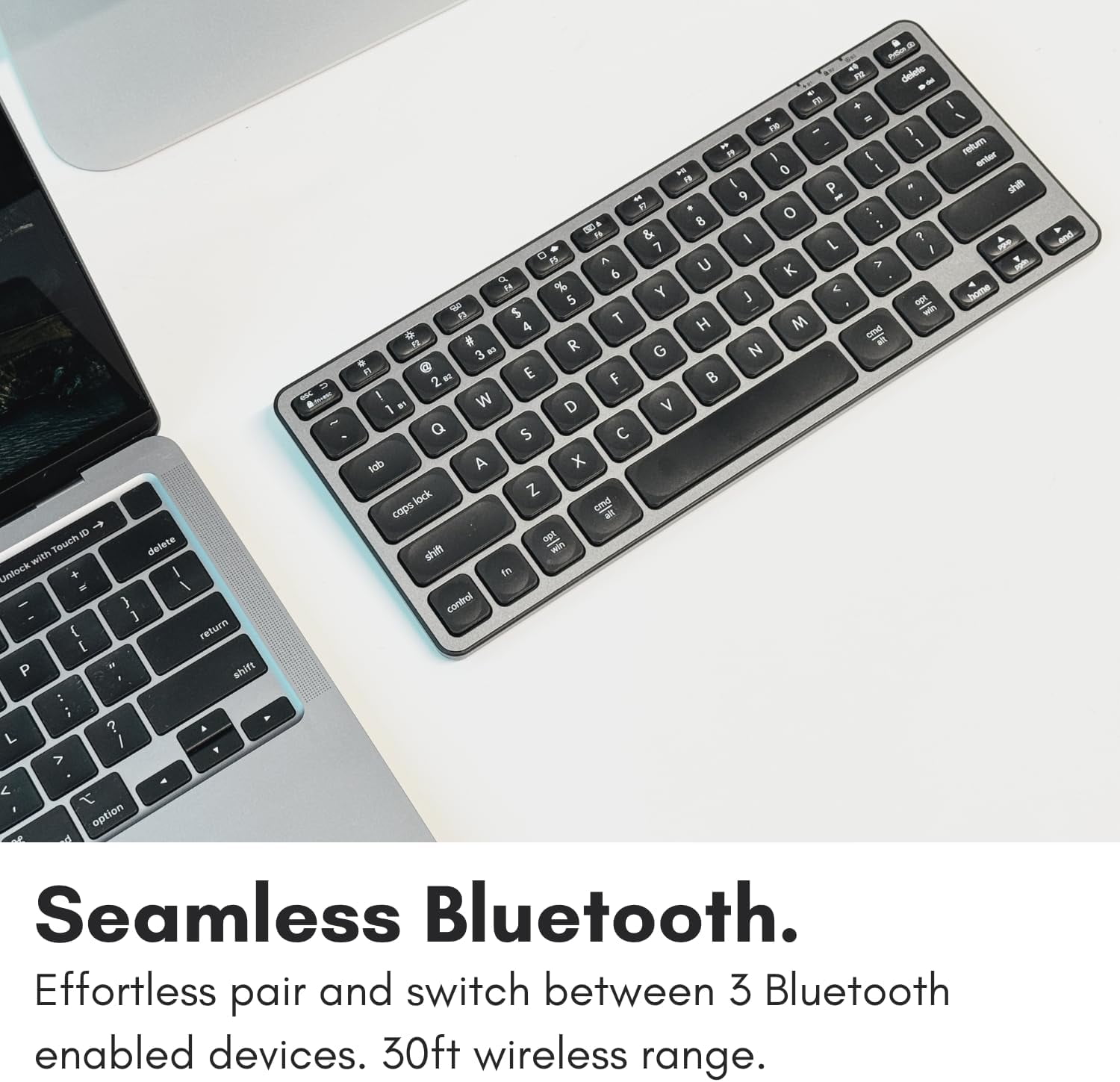 Macally Wireless Bluetooth Keyboard for Mac - Premium Multi Device Connectivity - Compatible Apple Keyboard for MacBook Pro/Air, iMac, Mac mini, iPad, Laptop, and PC