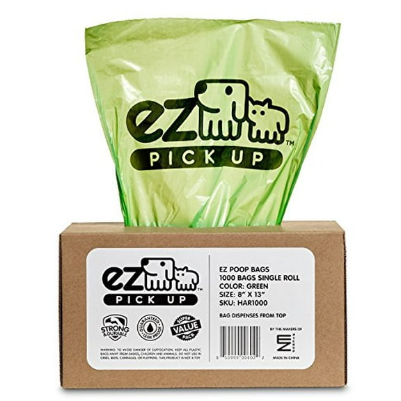 EZ 1000 Pet Waste Disposal Dog Poop Bags, Pickup Bags Green (Single roll, not on Small Rolls)