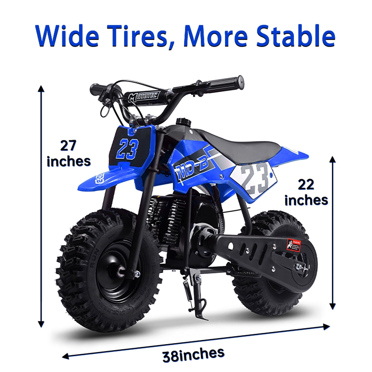 TOXOZERS Mini Pit Bike Gas-Powered Dirt Bike with 13 Inch Knobby Tires,25 MPH,Begin-ner Off Road Motorcycle for Boys Girls,Blue