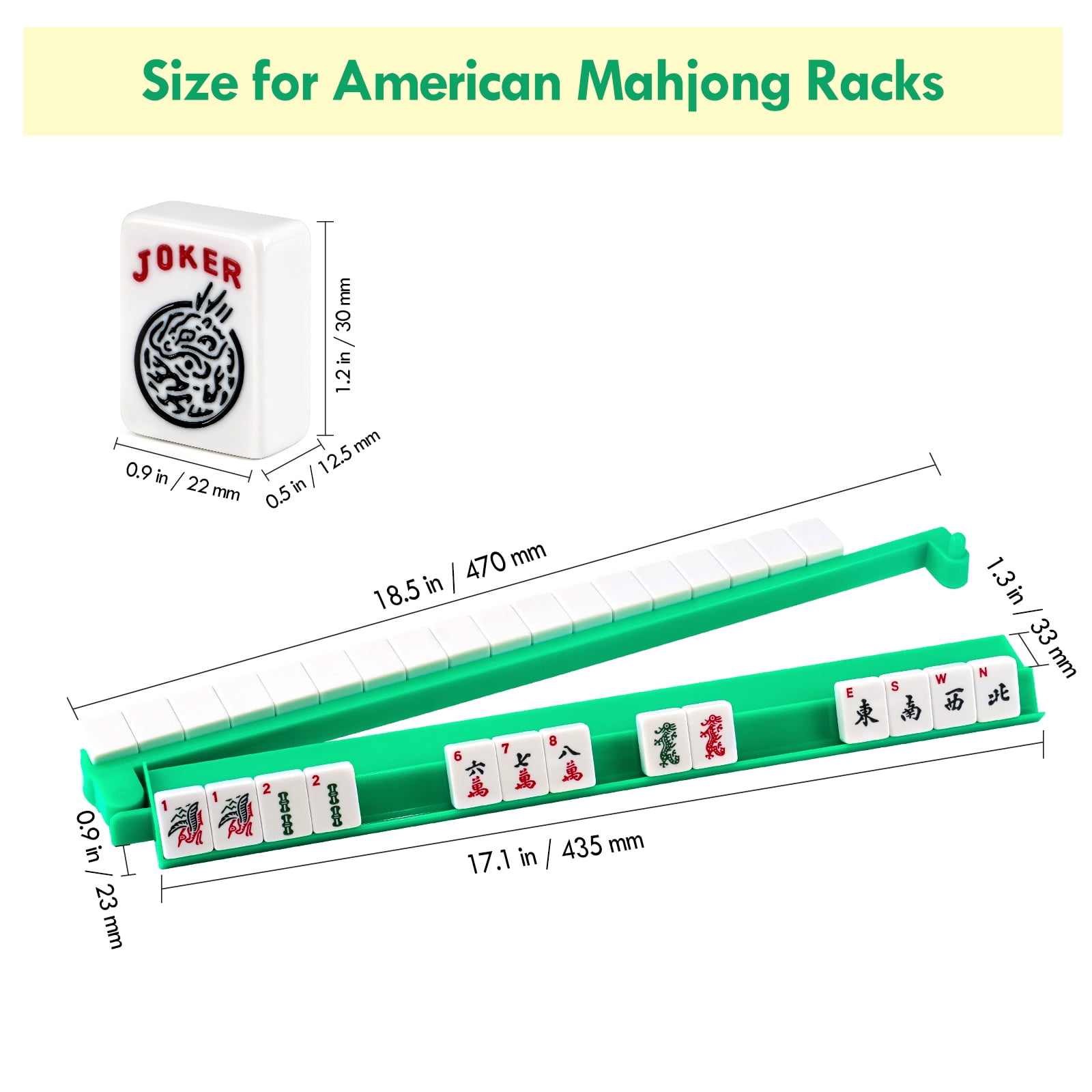 4-in-1 Green Acrylic Mahjong Tile Rack with Built-in Pusher for American Mahjong​