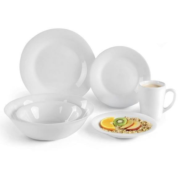 Vajilla de Opalina con 18 Piezas para 6 Personas. Resistente Apta para Microondas y Lavavajillas
