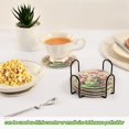 thumbnail image 6 of Haosy Set of 6 Drink Woven Coaster with Holder Heat Resistant Non-Slip Bar Coasters 4 Inches Rabbit in Teacup Butterfly Flower, 6 of 7