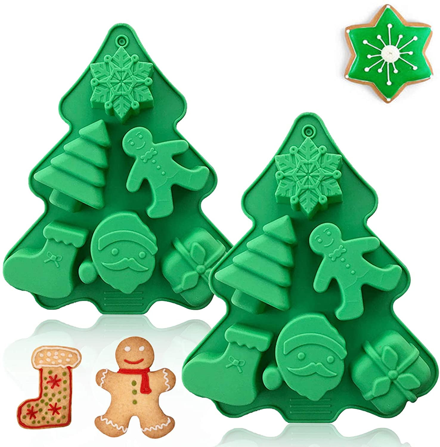 2 Pack Christmas Silicone Baking Molds,Nonstick Silicone Cake Molds