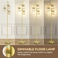 thumbnail image 7 of Industrial Modern Floor Lamps for Living Room, Dimmable Glass Tree Standing Tall Lamps with 3 Elegant Teardrop Cage Head & 800 Lumens LED Bulbs for Bedroom Office (Gold), 7 of 7