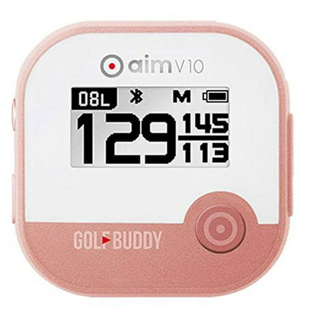 GolfBuddy Aim V10 1.2 Inch LCD Display Talking Visual Golf Green GPS, Rose