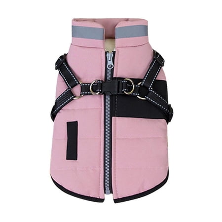 Giaone Small Dog Winter Warm Coat Cotton Padded Jackets with Harness Hook Pet Supply