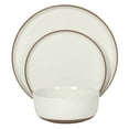 thumbnail image 2 of Gibson Elite Northrock Stoneware Dinnerware Set, 16-Piece Service for 4 Plates and Bowls Set – White Dishes with Hand-Painted Terracotta Base, 2 of 11