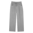 thumbnail image 4 of larppty Linen Pants Women Summer Elastic Waist Drawstring Straight Leg Pants Flowy Beach Vacation Lounge Trousers with Pocket (Light Gray, XL), 4 of 9