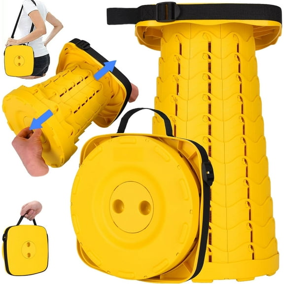 Fishboy Upgraded Collapsible Stool, 400lbs Max Weight, Lightweight But Sturdy, Portable Retractable Folding Telescoping Foldable Camping Stool for Adults Outdoor Fishing Hiking Gardening Travel BBQ