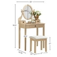 thumbnail image 5 of Roundhill Furniture Moniys 3 Piece, Modern Swivel Makeup Table Set, Gold, 5 of 5