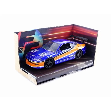 2001 Nissan Silvia S15 RHD Blue Metallic with Graphics "The Fast and the Furious" (2006) 1/32 Diecast Car Model by Jada