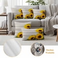 thumbnail image 6 of Spring Sunflowers Outdoor Waterproof Pillow Covers, Yellow Floral Turquoise Farmhouse Grey Wooden Decorative Square Throw Pillowcase Sofa Cushion Sham for Patio/Couch/Chair, 20"x20" 2 Pack, 6 of 8