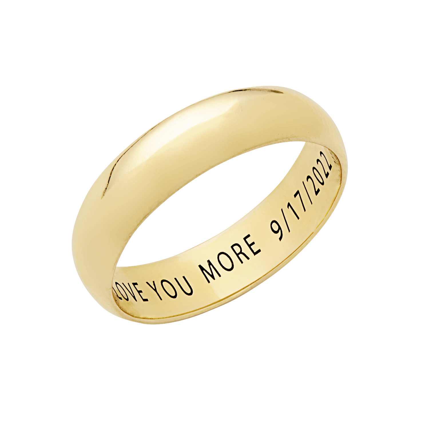 Vow & Forever Personalized Planet Bridal 14K Gold over Sterling Silver Inside Engraved Wedding Band (5mm) ,Women's