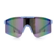 thumbnail image 4 of Xloop Boys Child Size MTB Shield Color Mirror Rimless Plastic Sport Sunglasses [Lavender - Lavender Mirror], 4 of 7